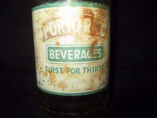 Vintage Antique PORTO RICO Beverages Soda Bottle 1930 ' s? Phila,  PA Pale Dry 10z 2