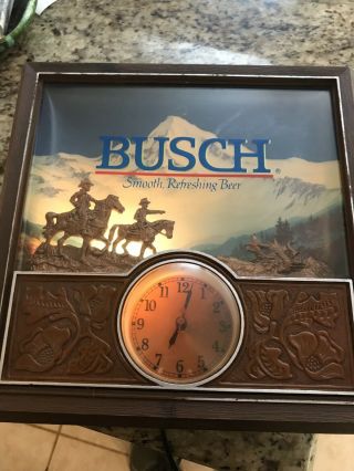 Vintage Busch Beer 3 - D Western Lighted Clock