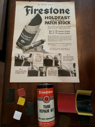 Vintage Rare Firestone Tube Repair Kit And Instructions