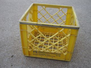 Vintage Anderson Erickson Yellow Plastic Milk Crate
