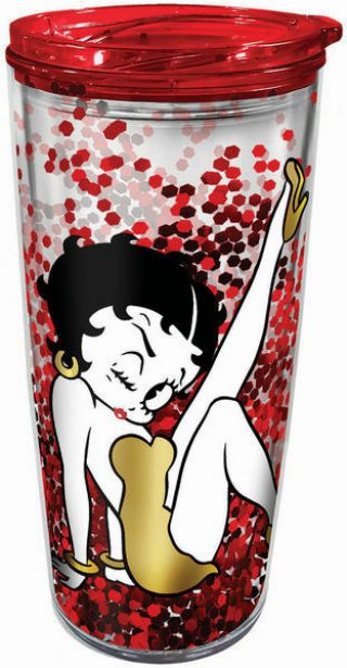 Betty Boop 18oz Acrylic Cup With Lid & Glitter