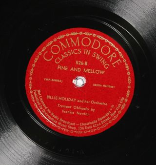 Billie Holiday and Her Orchestra COMMODORE 526 JAZZ 78 2