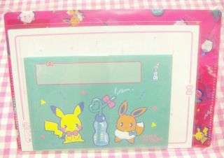 Pokemon Center Soda Pop Pikachu Eevee File Letter Set / Japan Anime Stationery