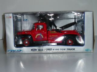Welly 1:18 Diecast 1956 Ford F - 100 Tow Truck - Red - Nos