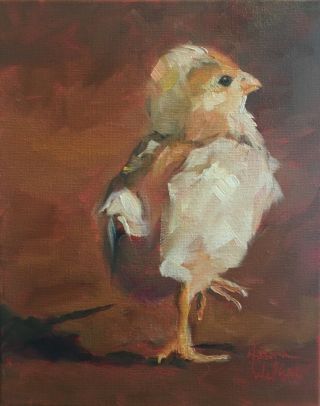 Norma Wilson Oil Baby Chick Chicken Bird Farmhouse Painting Art