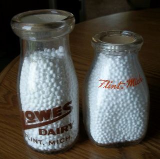 2 1/2pt Milk Bottles Howes & Pure Seal Flint Michigan Mich Mi