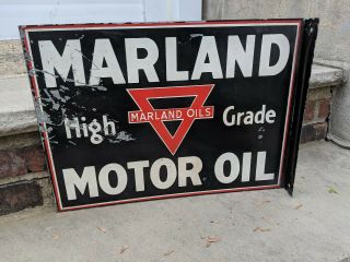 Marland Motor Oil Sign Double Sided Metal Flange Sign - Steve Jelf