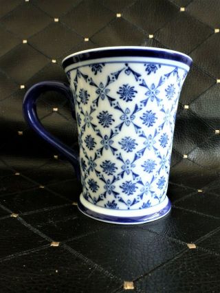 Harry & David Porcelain Mug Blue & White Fine Quality Gorgeous