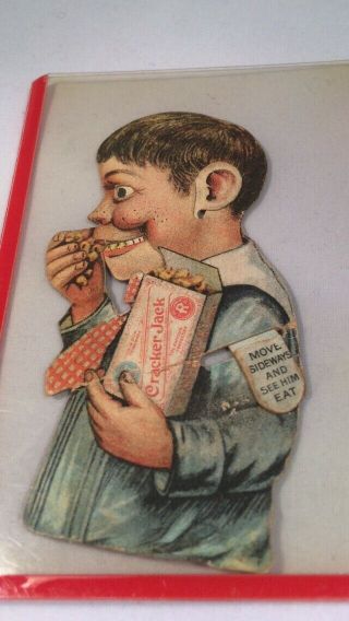 Cracker Jack Prize Animated Slide Card Boy Eating Cj " 1910  Very Rare "