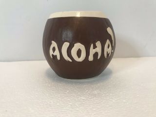 Trader Vics Aloha Tiki Mug Vintage Coconut Cup Ceramic Brown White Rim
