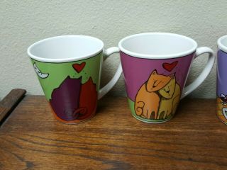 Set Of 4 Ursula Dodge Kitty Love Kittens Cats Coffee Cup Mugs