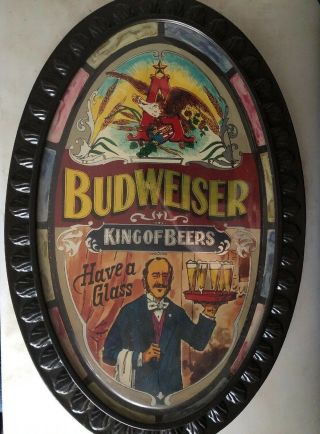 2 Vintage Budweiser Sign King Of Beers Have A Glass And Served By The Pitcher