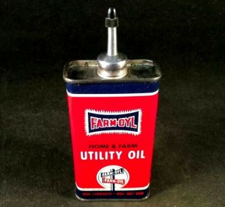 Farm - Oyl Farm Utility Oil Handy Oiler Lead Top Rare Advertising Gas Oil Tin Can