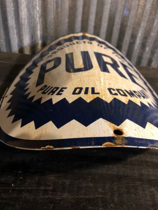 Antique Pure Porcelain Sign Visible Gas Pump Shell Gulf Station Curved Texaco 7