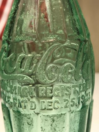 PAT ' D DEC.  25,  1923 Coca - Cola Hobbleskirt Coke Bottle - MARIETTA GA Georgia 5