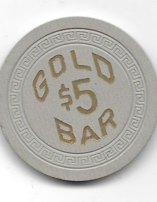 Vintage Obsolete $5 Casino Chip From Gold Bar - Deadwood,  S.  D.  - Cg023091 - Closed 47