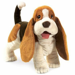 Folkmanis Hand Puppet Soft Plush Toy Basset Hound Stuffed Pet Puppy Dog