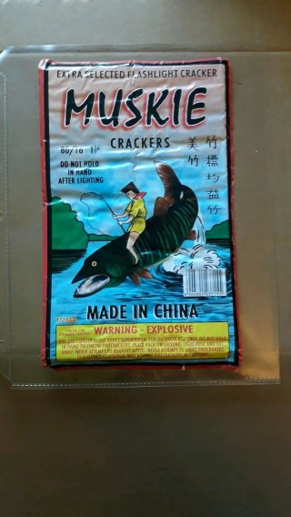 Muskie Brand Firecracker Brick Label Musky Fishing Crackers Big Fish 80/16