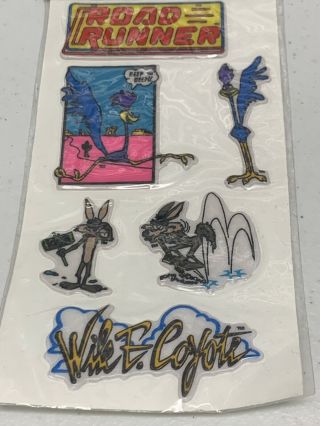 Looney Tunes Road Runner Wile E Coyote Vintage Puffy Stickers NOS 1980’s VTG 2