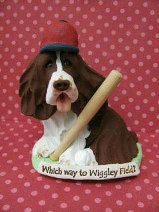 Handsculpted L/w English Springer Spaniel " Which Way To Wiggley Field? " Figurine