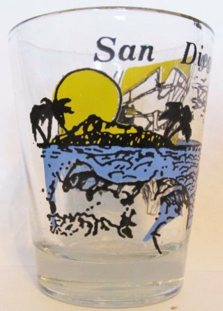 San Diego,  Ca.  Beach Fun Sailing,  Swimming,  Scenery Short Shot Glass