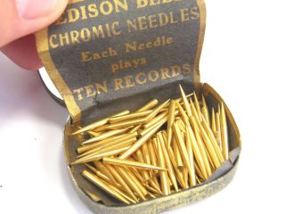 Antique tin plate box of Edison Bell Semi Permanent Chromic Gramophone Needles 5