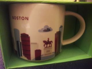 Nib With Sku Starbucks Boston,  Usa You Are Here (yah) 14 Oz Mug.  Rare