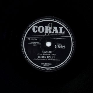 Rare 1958 Classic Buddy Holly 78 Rave On / Take Your Time Uk Coral Q72325 V/v,