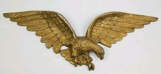 Vintage American Eagle Wall Plaque With 27 " Wing Span Cast Brass Federal Style