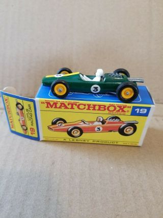 Vintage Matchbox 19 - Lotus Racing Car.  With Rare Orange Box