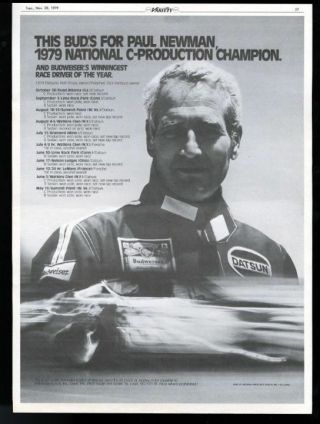 1979 Paul Newman Big Photo Budweiser Beer Tv Movie Trade Ad