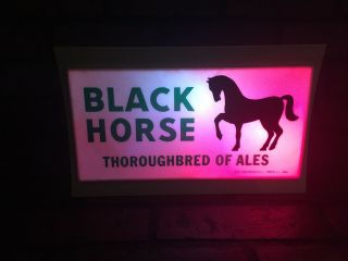 Vintage Light Up Beer Sign Usa Made Black Horse Thoroughbred Of Ales