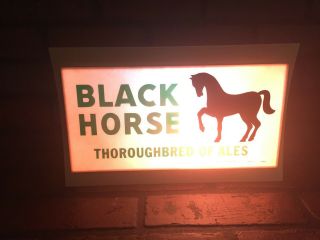 Vintage Light Up Beer Sign USA Made Black Horse Thoroughbred Of Ales 5