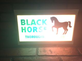 Vintage Light Up Beer Sign USA Made Black Horse Thoroughbred Of Ales 7