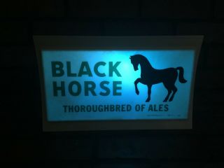 Vintage Light Up Beer Sign USA Made Black Horse Thoroughbred Of Ales 8