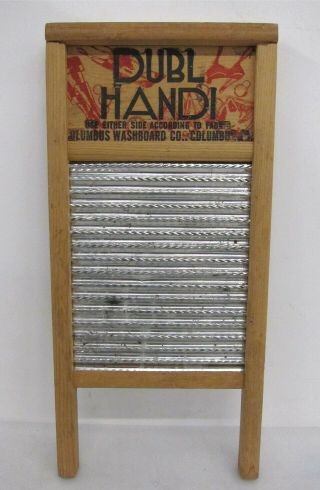 Vintage Dubl Handi Wood Washboard Columbus Washboard Co.  Advertisement