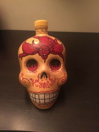 Kah Tequila Bottle - Day Of The Dead Skull - Red Devil - Dia De Los Muertos 750ml