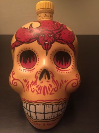 Kah Tequila Bottle - Day of the Dead Skull - Red Devil - Dia De Los Muertos 750ml 2