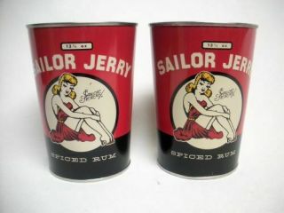2 Sailor Jerry Spiced Rum Tin Oil Can Cup Cocktail Glass 13 ½ Oz Limited Edition