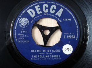 The Rolling Stones Get Off My Cloud Uk 7 " Decca F.  12263 1965 Vg,