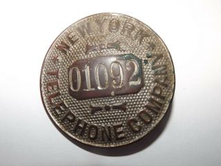 Vintage Antique York Telephone Company Metal Badge Pinback