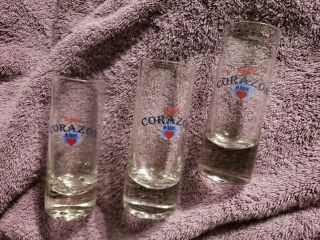 Tequila Corazon De Agave Set Of 3 Tall 4 " Shot Glasses