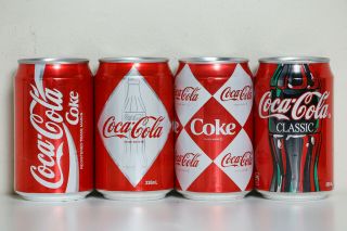 2008 Coca Cola 4 Cans Set From Hong Kong,  Retro
