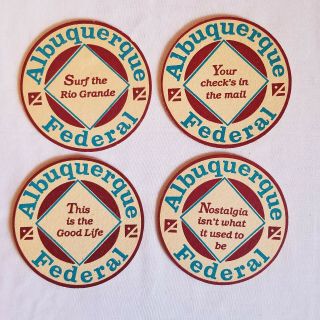Set Of 4 Albuquerque Federal Drink Coasters - Vintage,  Old Stock