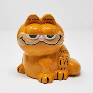 Vintage Garfield Figurine Hand Painted Ceramic Statue 1983