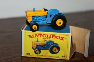 Matchbox Series By Lesney 39 Ford Tractor & Its Box Has Stain