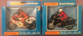 Vintage 1981 Matchbox Lesney Kings K - 82 Bmw And K - 81 Suzuki Motorcycles