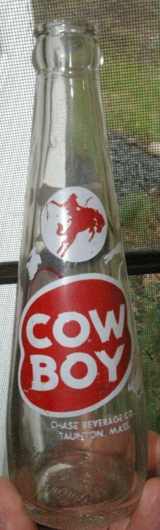 6 Oz Cow Boy Acl Soda Pop Bottle Taunton Massachusetts Western Theme