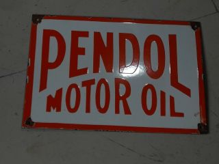 Porcelain Pendol Motor Oil Sign Size 11 " X 16 " Inches
