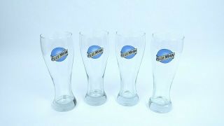 Set Of 4 Blue Moon Beer Glasses Weizen Pilsner Glass 22 Oz